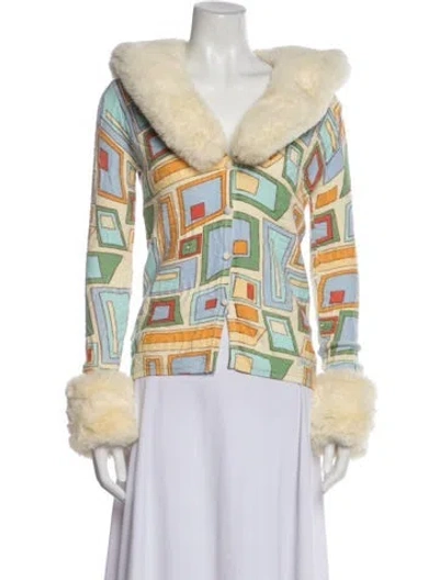 Pre-owned House Of Sunny Patterned V-neck Sweater In Neutral