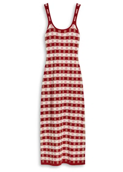 House Of Sunny Picnic Hockney Checked Cotton-knit Midi Dress