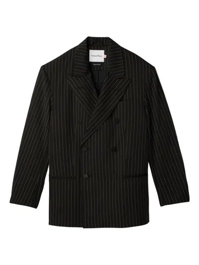 House Of Sunny Pinstripe Double-breasted Blazer In Black