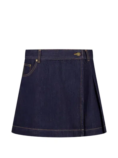 House Of Sunny Pleat Mini Skirt In Blue