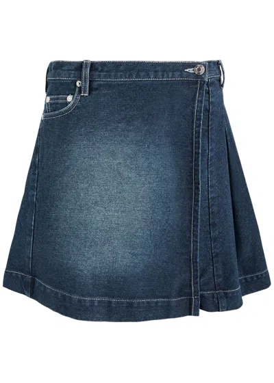House Of Sunny Pleated Denim Mini Wrap Skirt