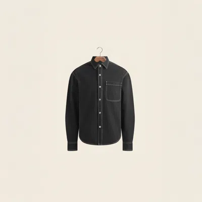 House Of Sunny Power Logo Topstitch Shirt In Blue