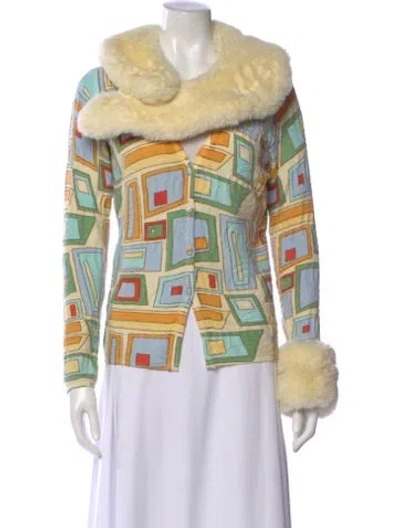 Pre-owned House Of Sunny Printed Crew Neck Sweater In Neutral
