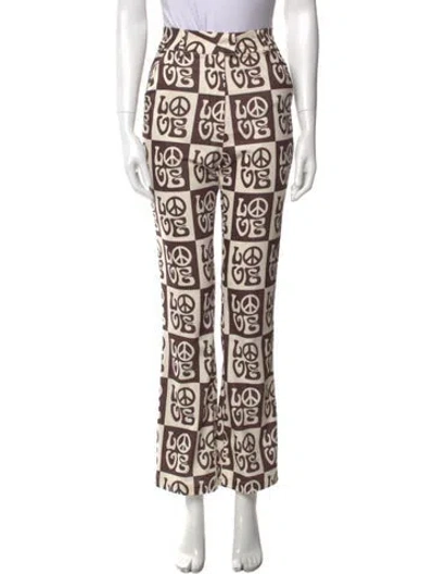 Pre-owned House Of Sunny Printed Flared Pants In Neutral