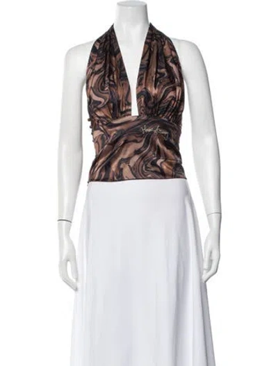 Pre-owned House Of Sunny Printed Halterneck Top In Multicolor