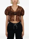 House Of Sunny Puff-sleeve Blouse In Brown