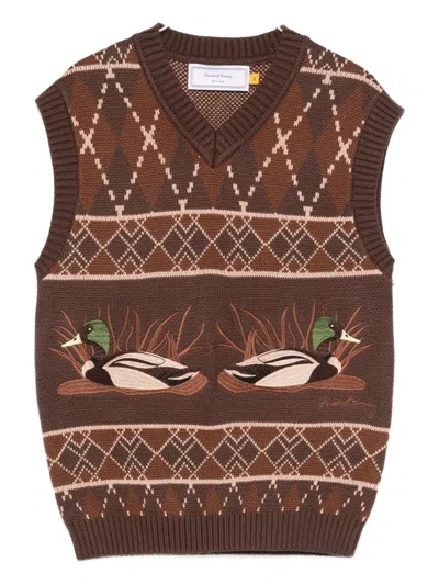 House Of Sunny Ripples Argyle-pattern Top In Brown