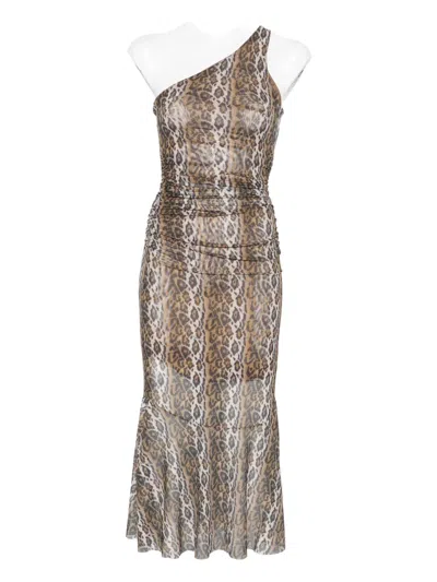 House Of Sunny Womens Multi Leopard Asymmetric Stretch-woven Maxi Dress