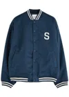 House Of Sunny Satin Club Logo-appliquéd Satin Bomber Jacket In Navy
