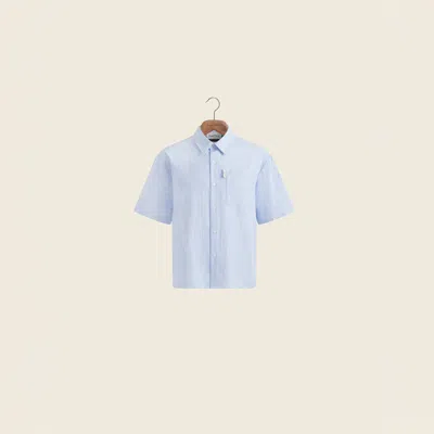 House Of Sunny Seersucker Box Fit Shirt In Blue