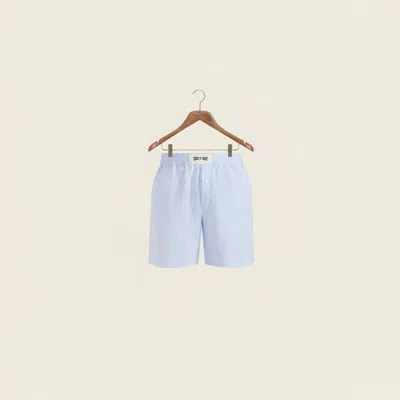 House Of Sunny Seersucker Box Fit Short In Blue