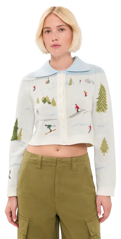 House Of Sunny Ski Tripper Cardigan Vintage White In Blue