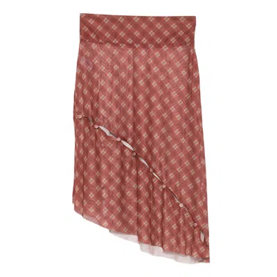 House Of Sunny Button-detail Plaid Skirt In Brown
