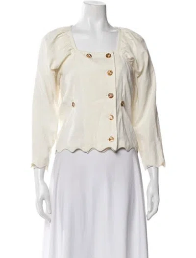Pre-owned House Of Sunny Square Neckline Long Sleeve Top In Neutral
