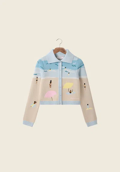 House Of Sunny St. Ives Tripper Cardigan Turquoise In Multi