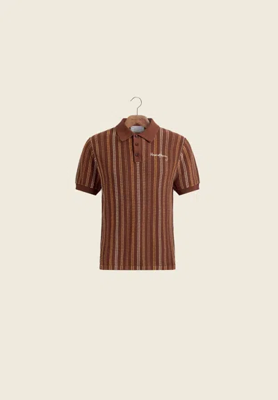 House Of Sunny Stripe Knitted Polo In Brown