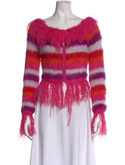 Pre-owned House Of Sunny Striped Off-the-shoulder Sweater In Pink