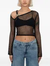 House Of Sunny Sun-embellished Mesh Top In Black
