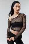HOUSE OF SUNNY SUNDIAL SEMI-SHEER KNIT TOP IN BLACK, WOMEN'S AT URBAN OUTFITTERS