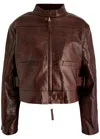 House Of Sunny Take A Trip Crocodile-effect Faux Leather Jacket In Chocolate
