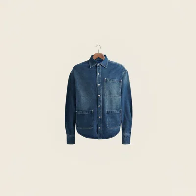 House Of Sunny Take A Trip Topstitch Shirt In Blue