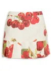 House Of Sunny The Cherry Pleat Cotton-blend Mini Skirt