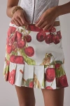 House Of Sunny Womens Multi Cherry-print Pleated Cotton-and-linen Mini Skirt In Cherry Print