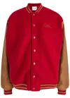 House Of Sunny The Club Panelled Felt Varsity Jacket In Red