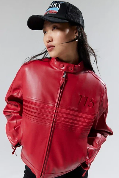 House Of Sunny The Racer Faux Leather Moto Jacket In Red, Women's At Urban Outfitters