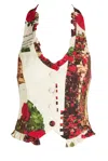 House Of Sunny The Rose Garden Printed Canvas Top