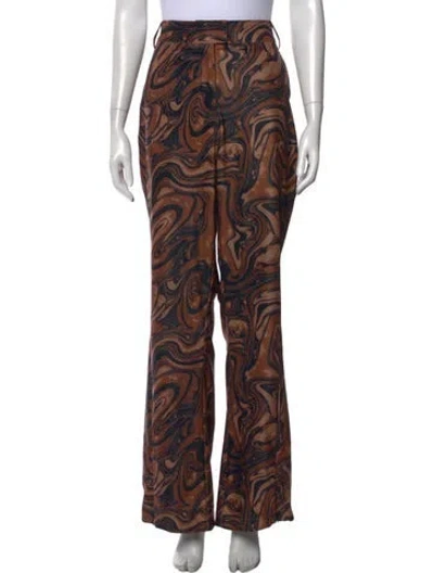 Pre-owned House Of Sunny Tie-dye Print Flared Pants In Brown