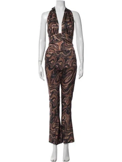 Pre-owned House Of Sunny Tie-dye Print Set In Brown