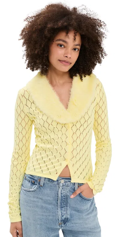 House Of Sunny Vanilla Peggy Cardigan Butter In Green