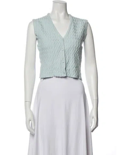 Pre-owned House Of Sunny V-neck Sleeveless Crop Top In Blue
