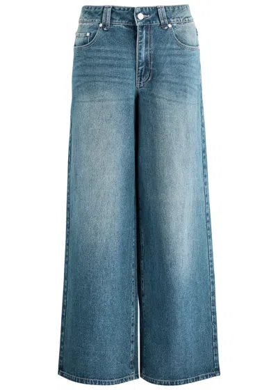 House Of Sunny Wide-leg Denim Jeans In Mid Blu