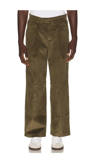 House Of Sunny Wide Leg Pleated Cord Trousers In Olive
