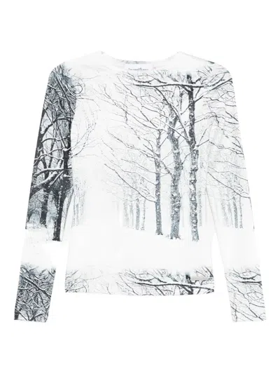 House Of Sunny Winter-tree Print Top In Gray