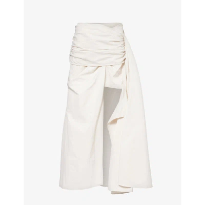 House Of Sunny Womens Pearl Cascade Asymmetric-hem Cotton-blend Skirt In White