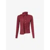 House Of Sunny Womens Burgundy Power Peggy Scarf Knitted Cardigan In Burgundy