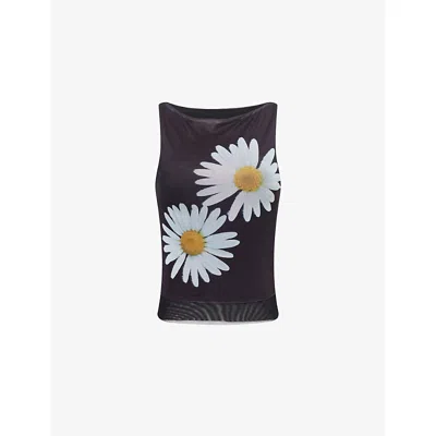 House Of Sunny Womens Daisy Multi-layer Mesh Top In Black