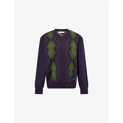 House Of Sunny The Argyle Jumper In Blue