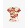 House Of Sunny Womens Multi Cherry-print Double-layer Stretch-woven Top In Multi