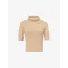 House Of Sunny Womens  Courtney Toweling-texture Cotton-blend Top In Tan
