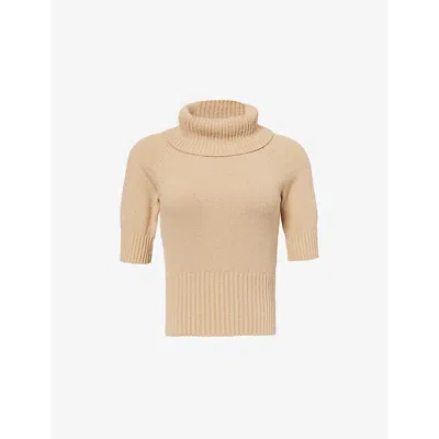 House Of Sunny Womens  Courtney Toweling-texture Cotton-blend Top In Tan