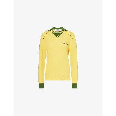 House Of Sunny Womens Keepers Fishnet-pattern Cotton-knit T-shirt Multi In Yellow