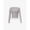 House Of Sunny Womens  Layered-design Mesh Stretch Recycled -polyester Top In Ash
