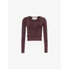 House Of Sunny Womens  Square-neck Detachable-belt Knitted Top In Chocolate