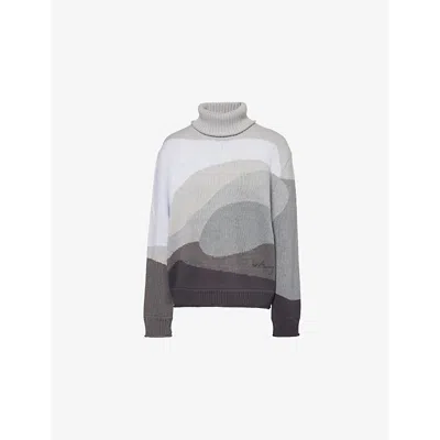 HOUSE OF SUNNY WOMENS MULTI THE GREYSCALE LANDSCAPE ROLL-NECK KNITTED JUMPER