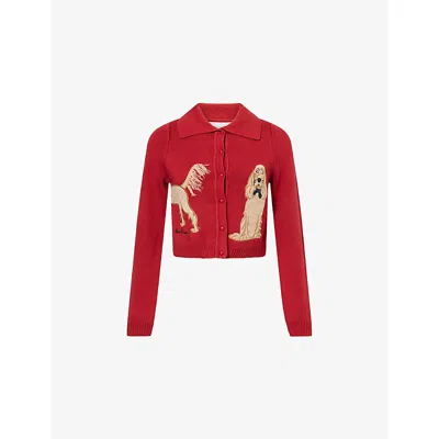 House Of Sunny Womens  The Lady Tripper Cotton-blend Cardigan In Red