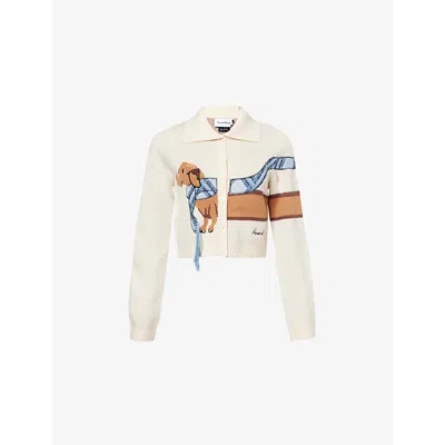 House Of Sunny Womens  Walk In The Park Trip Collar Regular-fit Knitted Cardigan In Multi